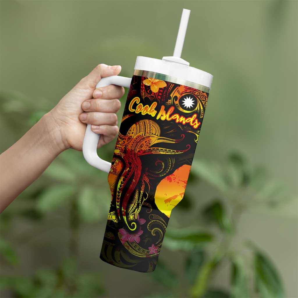 Nauru Tumbler With Handle Octopus Plumeria Polynesian Tattoo