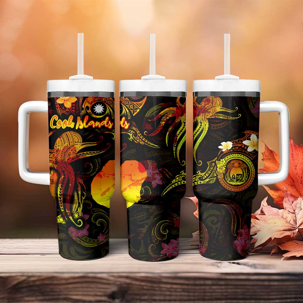 Nauru Tumbler With Handle Octopus Plumeria Polynesian Tattoo
