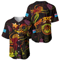 Tuvalu Baseball Jersey Octopus Plumeria Polynesian Tattoo