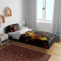 Tuvalu Bedding Set Octopus Plumeria Polynesian Tattoo