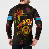 Tuvalu Button Sweatshirt Octopus Plumeria Polynesian Tattoo