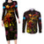 Tuvalu Couples Matching Long Sleeve Bodycon Dress and Long Sleeve Button Shirt Octopus Plumeria Polynesian Tattoo