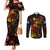 Tuvalu Couples Matching Mermaid Dress and Long Sleeve Button Shirt Octopus Plumeria Polynesian Tattoo