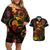 Tuvalu Couples Matching Off Shoulder Short Dress and Hawaiian Shirt Octopus Plumeria Polynesian Tattoo