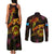 Tuvalu Couples Matching Tank Maxi Dress and Long Sleeve Button Shirt Octopus Plumeria Polynesian Tattoo