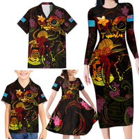 Tuvalu Family Matching Long Sleeve Bodycon Dress and Hawaiian Shirt Octopus Plumeria Polynesian Tattoo DT02 - Polynesian Pride