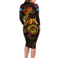 Tuvalu Family Matching Long Sleeve Bodycon Dress and Hawaiian Shirt Octopus Plumeria Polynesian Tattoo DT02 - Polynesian Pride