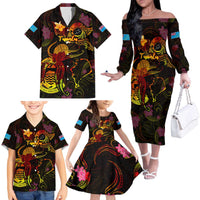 Tuvalu Family Matching Off The Shoulder Long Sleeve Dress and Hawaiian Shirt Octopus Plumeria Polynesian Tattoo DT02 - Polynesian Pride