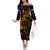 Tuvalu Family Matching Off The Shoulder Long Sleeve Dress and Hawaiian Shirt Octopus Plumeria Polynesian Tattoo