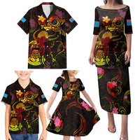 Tuvalu Family Matching Puletasi and Hawaiian Shirt Octopus Plumeria Polynesian Tattoo