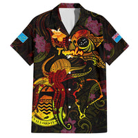 Tuvalu Family Matching Short Sleeve Bodycon Dress and Hawaiian Shirt Octopus Plumeria Polynesian Tattoo DT02 Dad's Shirt - Short Sleeve Black - Polynesian Pride