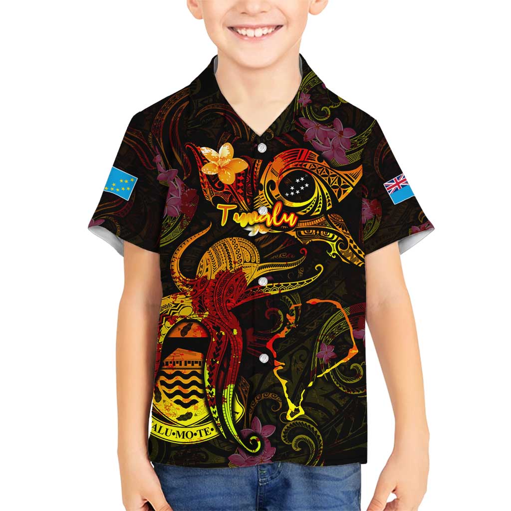 Tuvalu Family Matching Summer Maxi Dress and Hawaiian Shirt Octopus Plumeria Polynesian Tattoo