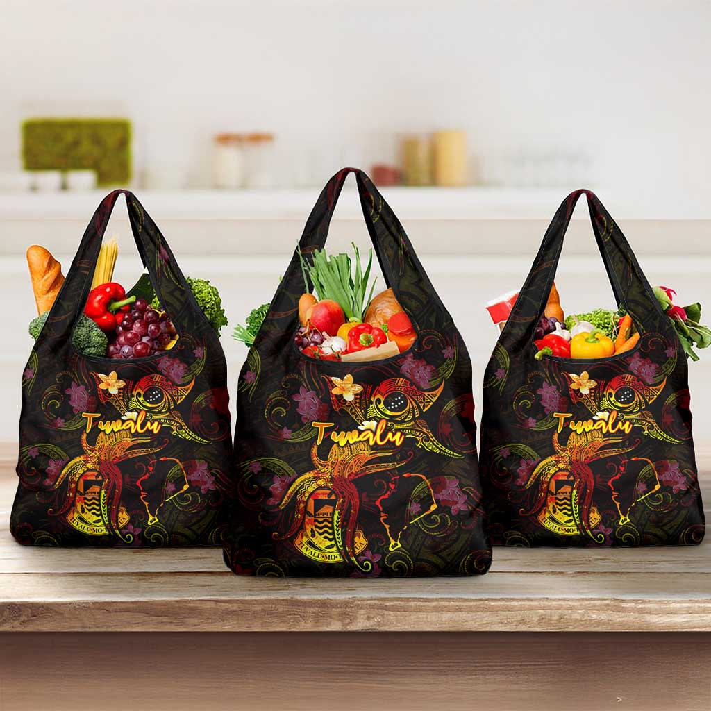 Tuvalu Grocery Bag Octopus Plumeria Polynesian Tattoo