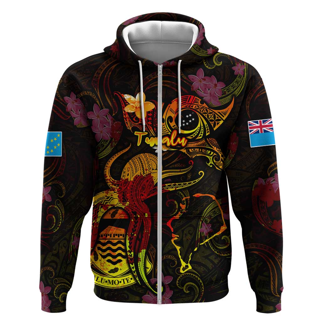 Tuvalu Hoodie Octopus Plumeria Polynesian Tattoo