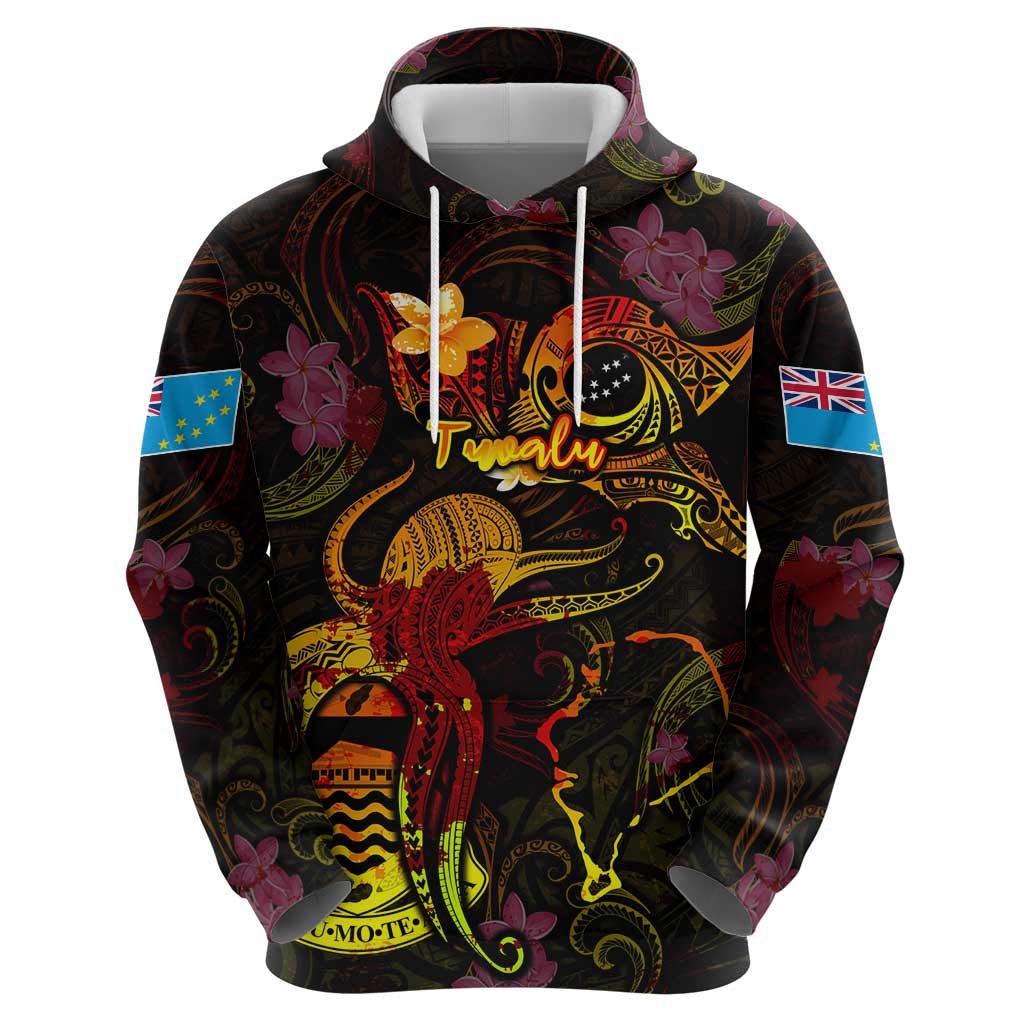 Tuvalu Hoodie Octopus Plumeria Polynesian Tattoo