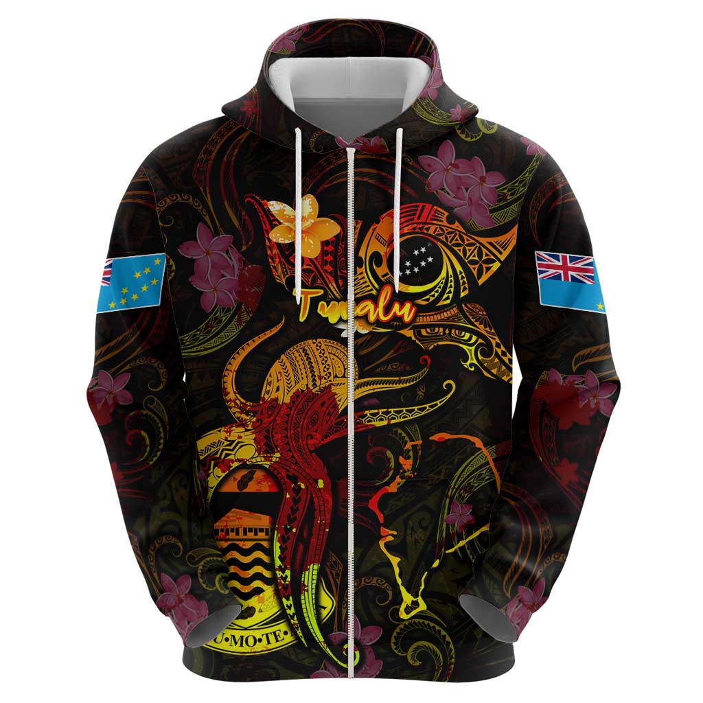 Tuvalu Hoodie Octopus Plumeria Polynesian Tattoo