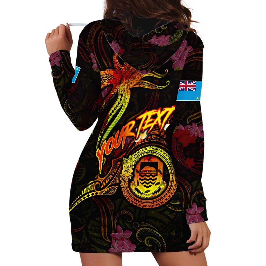 Tuvalu Hoodie Dress Octopus Plumeria Polynesian Tattoo