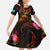 Tuvalu Kid Short Sleeve Dress Octopus Plumeria Polynesian Tattoo