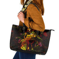 Tuvalu Leather Tote Bag Octopus Plumeria Polynesian Tattoo