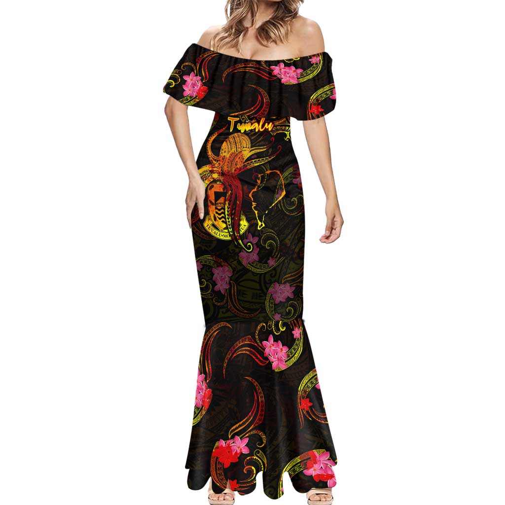 Tuvalu Mermaid Dress Octopus Plumeria Polynesian Tattoo