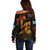 Tuvalu Off Shoulder Sweater Octopus Plumeria Polynesian Tattoo