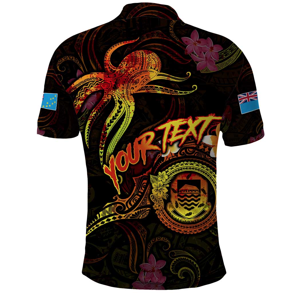 Tuvalu Polo Shirt Octopus Plumeria Polynesian Tattoo