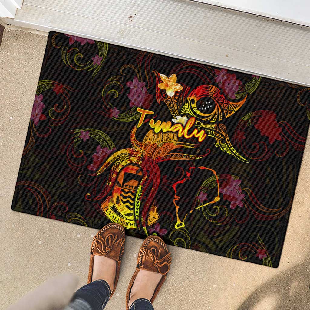 Tuvalu Rubber Doormat Octopus Plumeria Polynesian Tattoo