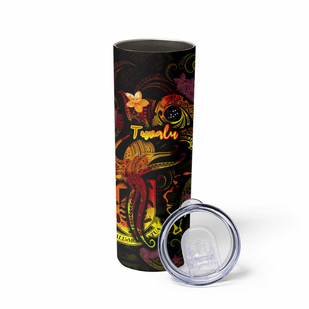 Tuvalu Skinny Tumbler Octopus Plumeria Polynesian Tattoo