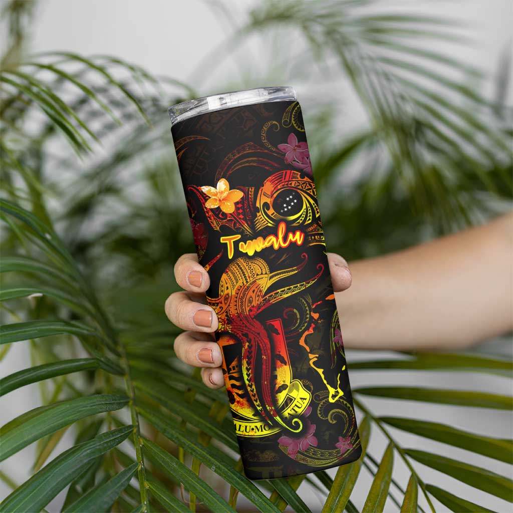 Tuvalu Skinny Tumbler Octopus Plumeria Polynesian Tattoo