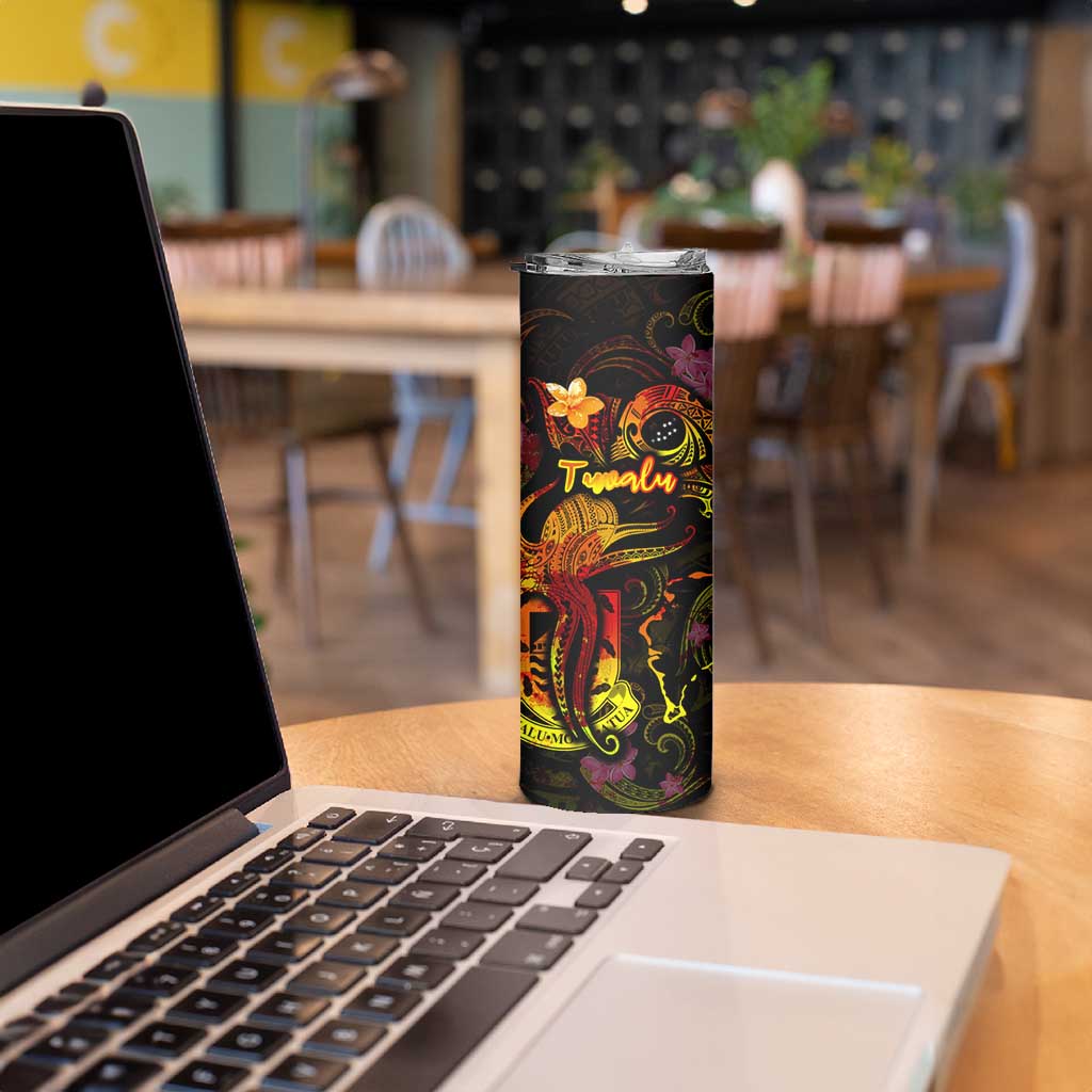 Tuvalu Skinny Tumbler Octopus Plumeria Polynesian Tattoo