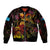 Tuvalu Sleeve Zip Bomber Jacket Octopus Plumeria Polynesian Tattoo
