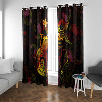 Tuvalu Window Curtain Octopus Plumeria Polynesian Tattoo