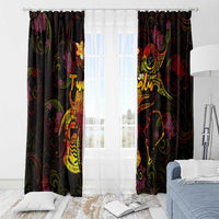Tuvalu Window Curtain Octopus Plumeria Polynesian Tattoo