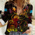 Tuvalu Women Casual Shirt Octopus Plumeria Polynesian Tattoo