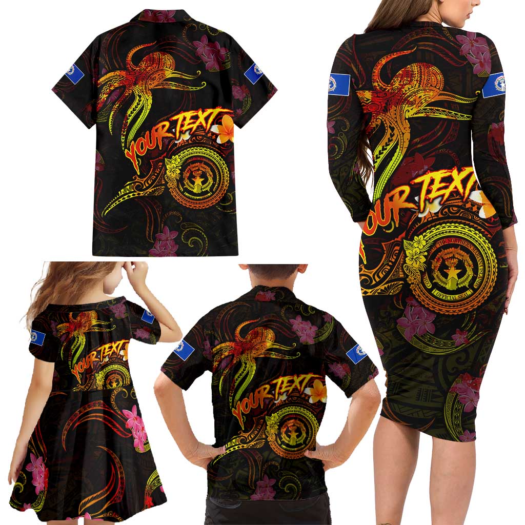 Northern Mariana Islands Family Matching Long Sleeve Bodycon Dress and Hawaiian Shirt Octopus Plumeria Polynesian Tattoo DT02 - Polynesian Pride
