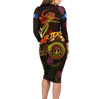 Northern Mariana Islands Family Matching Long Sleeve Bodycon Dress and Hawaiian Shirt Octopus Plumeria Polynesian Tattoo DT02 - Polynesian Pride