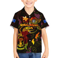 Northern Mariana Islands Family Matching Long Sleeve Bodycon Dress and Hawaiian Shirt Octopus Plumeria Polynesian Tattoo DT02 Son's Shirt Black - Polynesian Pride