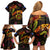 Northern Mariana Islands Family Matching Off Shoulder Short Dress and Hawaiian Shirt Octopus Plumeria Polynesian Tattoo
