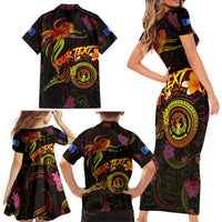 Northern Mariana Islands Family Matching Short Sleeve Bodycon Dress and Hawaiian Shirt Octopus Plumeria Polynesian Tattoo DT02 - Polynesian Pride
