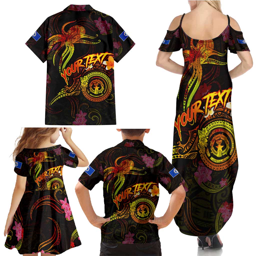 Northern Mariana Islands Family Matching Summer Maxi Dress and Hawaiian Shirt Octopus Plumeria Polynesian Tattoo DT02 - Polynesian Pride