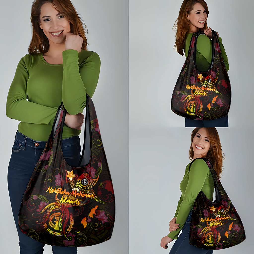 Northern Mariana Islands Grocery Bag Octopus Plumeria Polynesian Tattoo