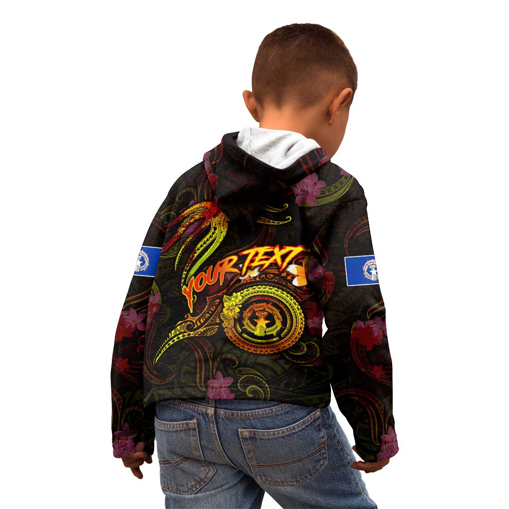Northern Mariana Islands Kid Hoodie Octopus Plumeria Polynesian Tattoo