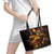 Northern Mariana Islands Leather Tote Bag Octopus Plumeria Polynesian Tattoo