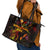 Northern Mariana Islands Leather Tote Bag Octopus Plumeria Polynesian Tattoo