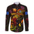Northern Mariana Islands Long Sleeve Button Shirt Octopus Plumeria Polynesian Tattoo