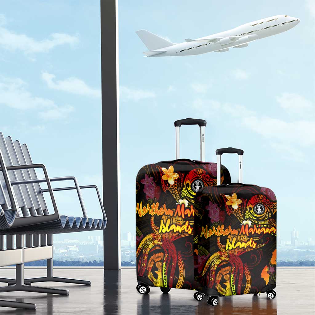 Northern Mariana Islands Luggage Cover Octopus Plumeria Polynesian Tattoo