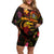 Northern Mariana Islands Off Shoulder Short Dress Octopus Plumeria Polynesian Tattoo