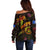 Northern Mariana Islands Off Shoulder Sweater Octopus Plumeria Polynesian Tattoo