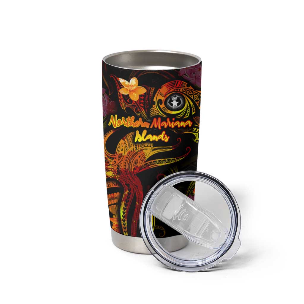 Northern Mariana Islands Tumbler Cup Octopus Plumeria Polynesian Tattoo