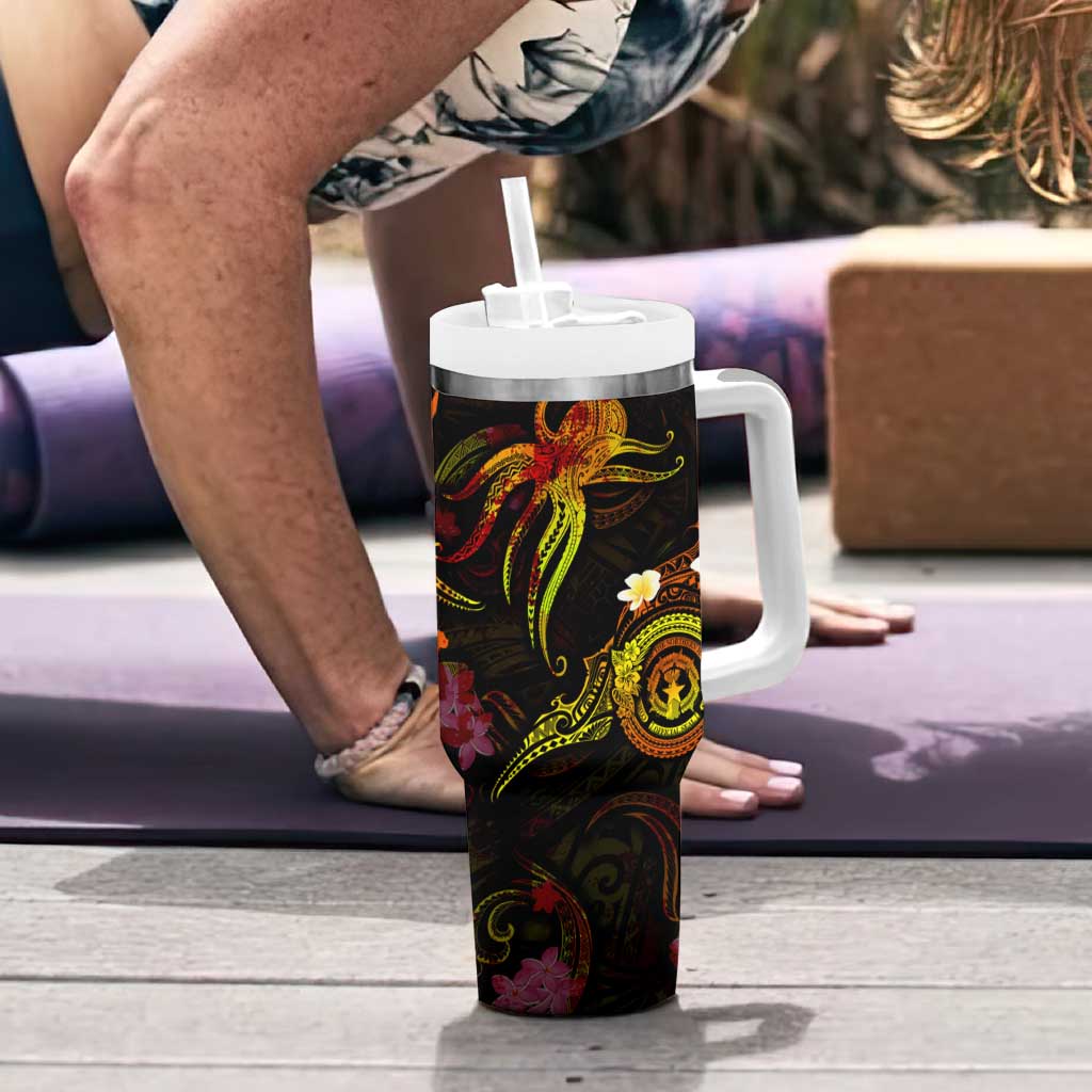 Northern Mariana Islands Tumbler With Handle Octopus Plumeria Polynesian Tattoo